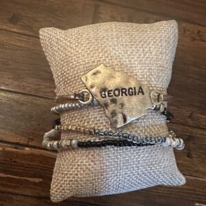 Georgia State Charm Bracelet in Silver and Black